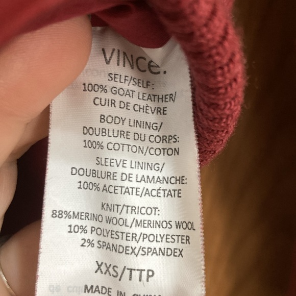 Vince goat leather red scuba jacket XXS - Picture 6 of 6